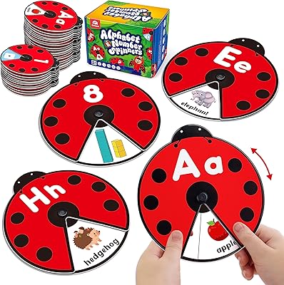 Coogam Interactive Alphabet Learning Toy, ABC Number Letters Spinning Game, Sight Words Animal Pattern Ladybug Cards, Montessori Educational Toy Gift for 3 4 5 Year Old Baby Toddlers