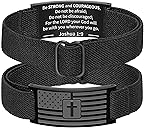 Zocomi Stocking Stuffers Christmas Gift - American Flag Cross Bible Verse Bracelet for Men Boys, Black Elastic Stretch Strap Adjustable Bracelets Christian Jewelry Gifts