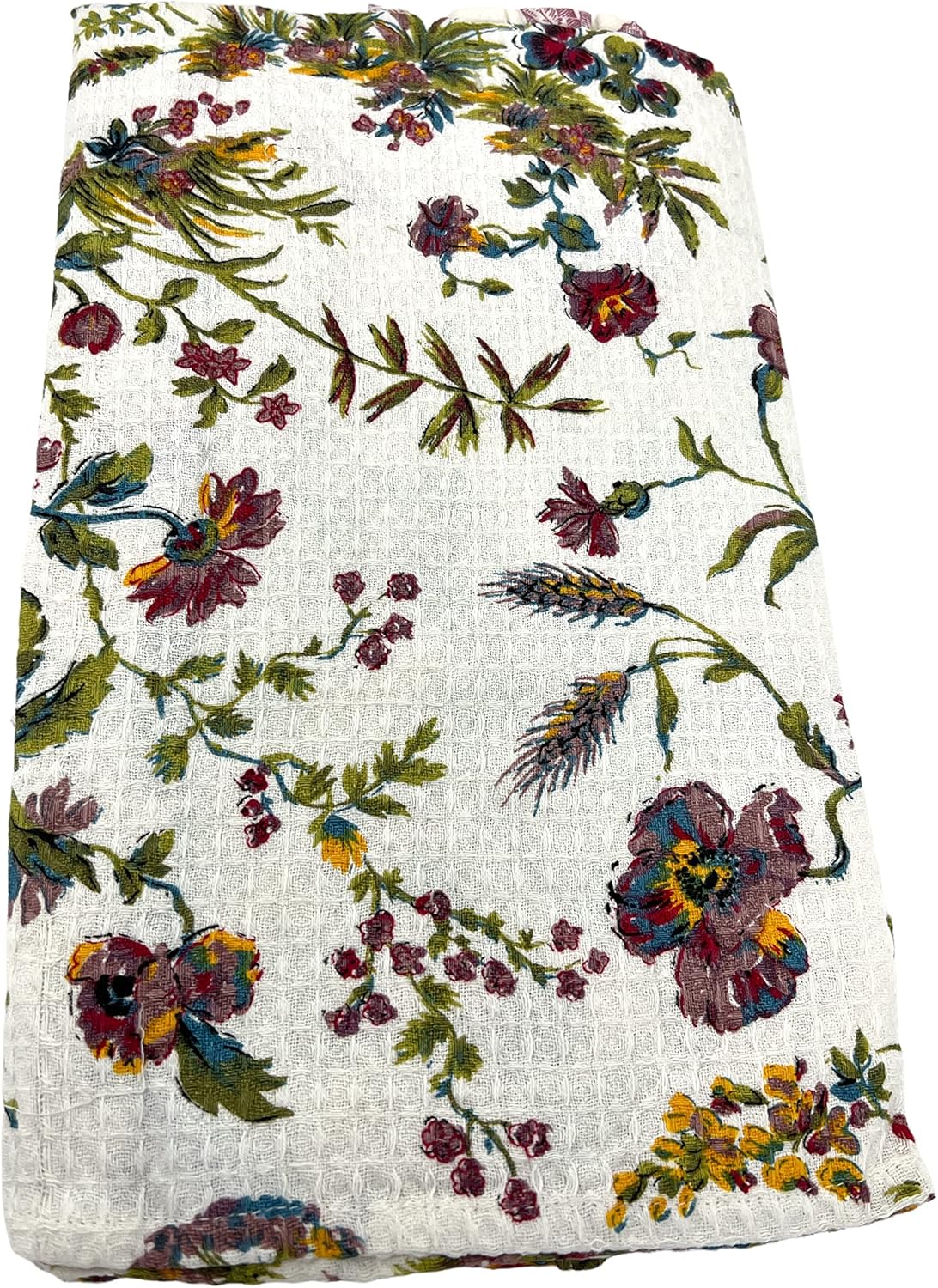 April Cornell Plum Floral 4-pc. Kitchen Linen Gift Set with 2 Tea Towels, 1 Oven Mitt & 1 Pot Holder | 100% Cotton | Summer Botanical Floral, Plum