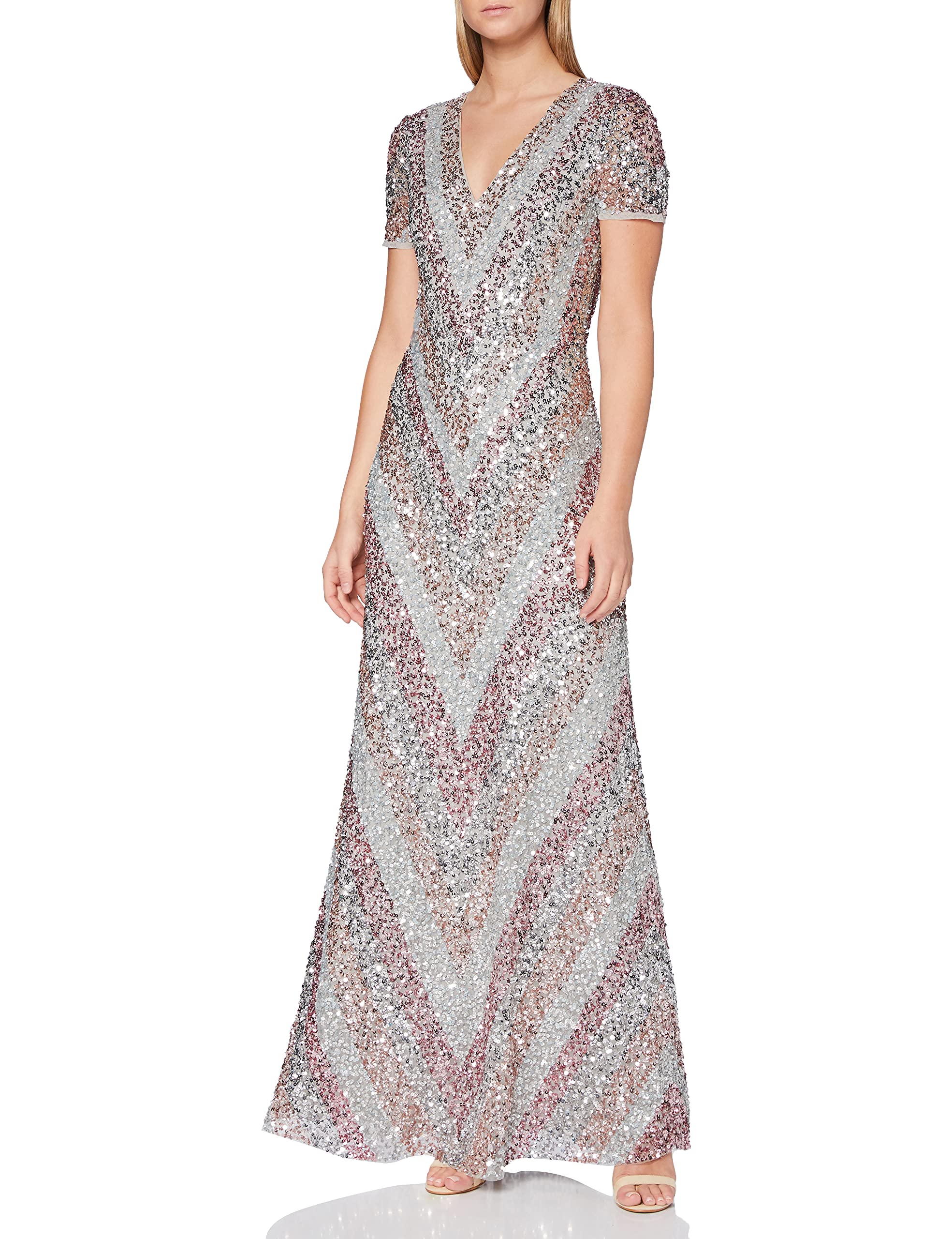Maya Deluxe Maya Women's Multi Stripe Fully Embellished Maxi Bridesmaid  Dress, multi-coloured : Amazon.de: Fashion