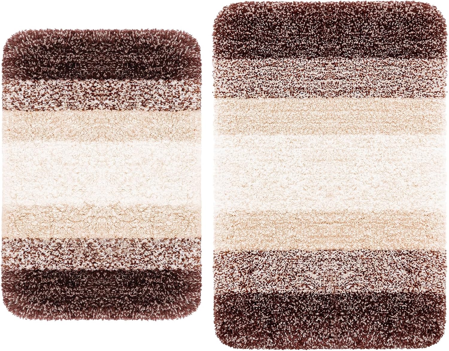 Arotive Microfiber Bathroom Rugs 2 Pieces, Bath Rug Size 24x16 and 30x20 in Brown 2 Item Bundle