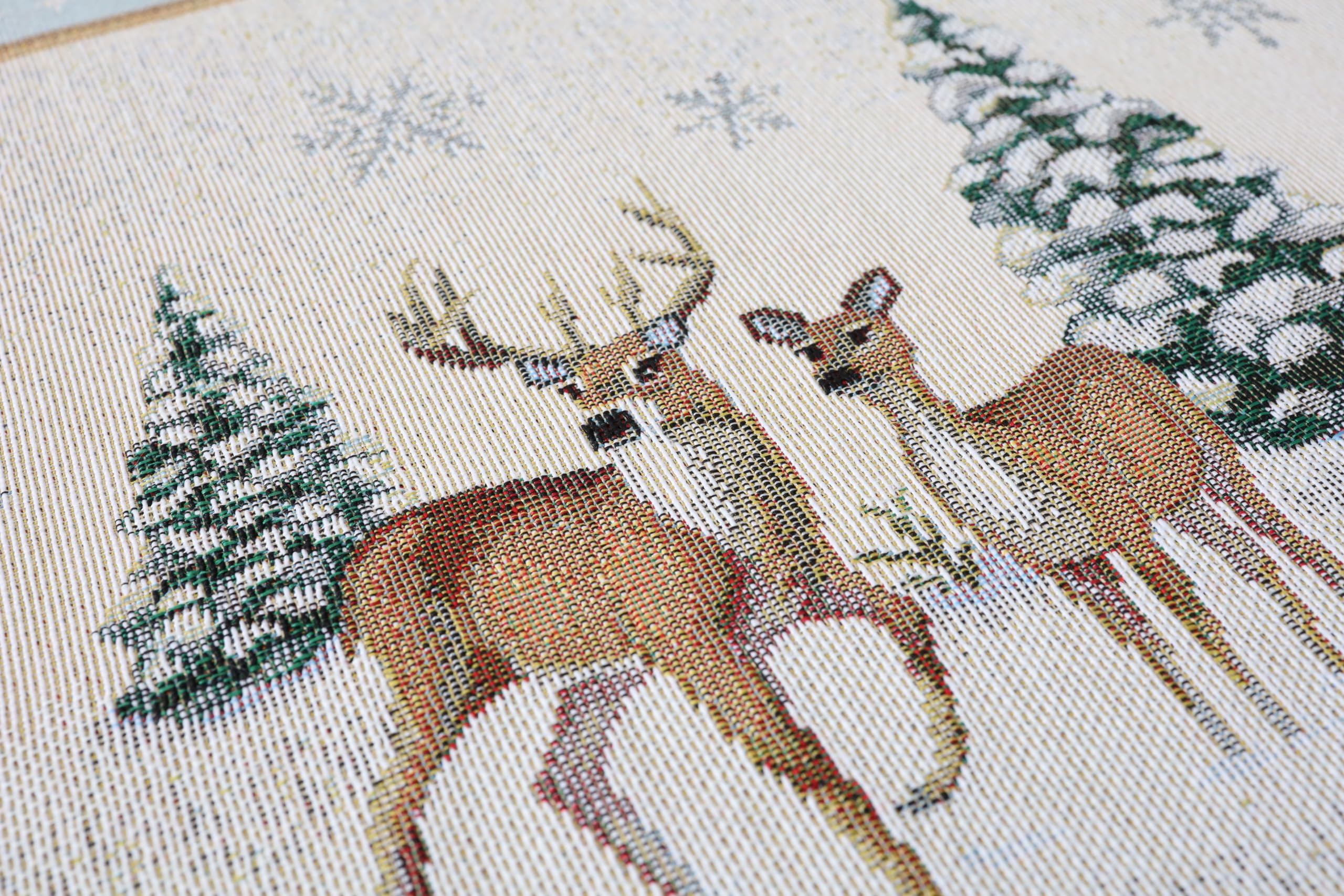 Lot de 4 sets de table, lavables, 40 x 50 cm, tissu 100 % jacquard, dessous de verre festifs, assiettes réutilisables, pour cuisine, décoration de Noël, miracle d'hiver