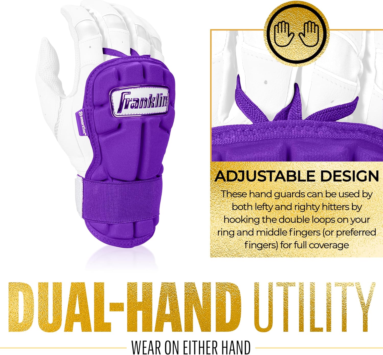 Franklin Sports Baseball Hand and Wrist Guard - PRT LG Series Adult Protector for Batting - Protective Shield for Right and Left Hand Hitters - One Size - Adult