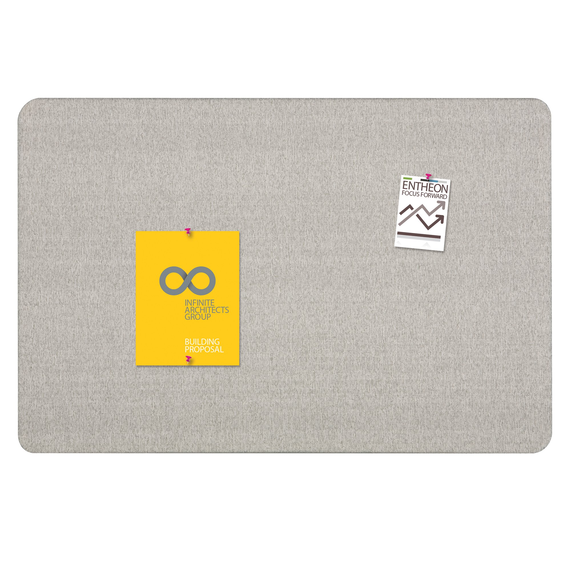 Quartet Bulletin Board, Fabric, 4' x 3', Frameless, Fiberboard, Oval Office, Gray (7684G)