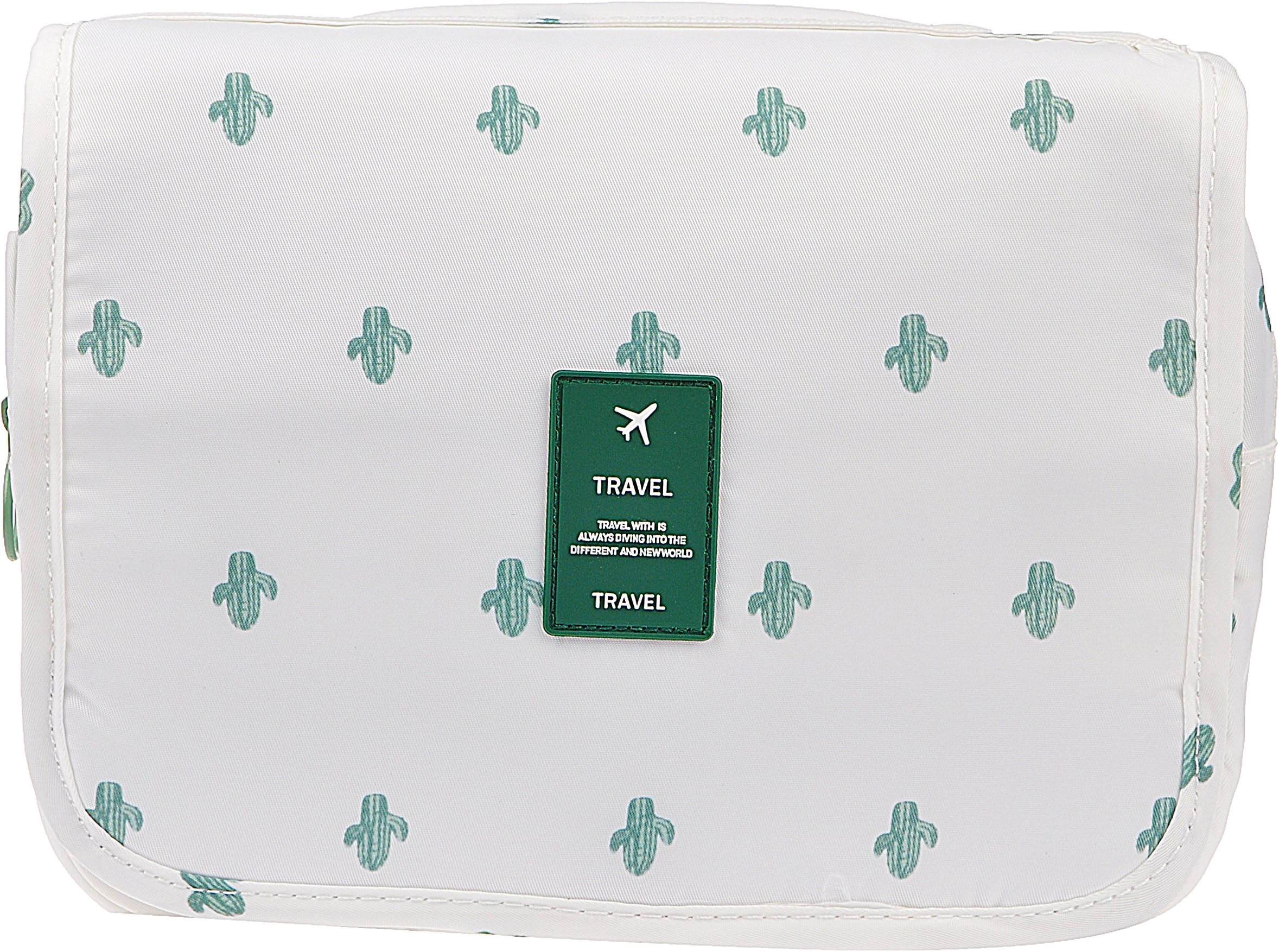 TxoLIFE Portable Waterproof Travel Kit Toiletry Cosmetic Bag Hanging Hook for Men Women Cactus…