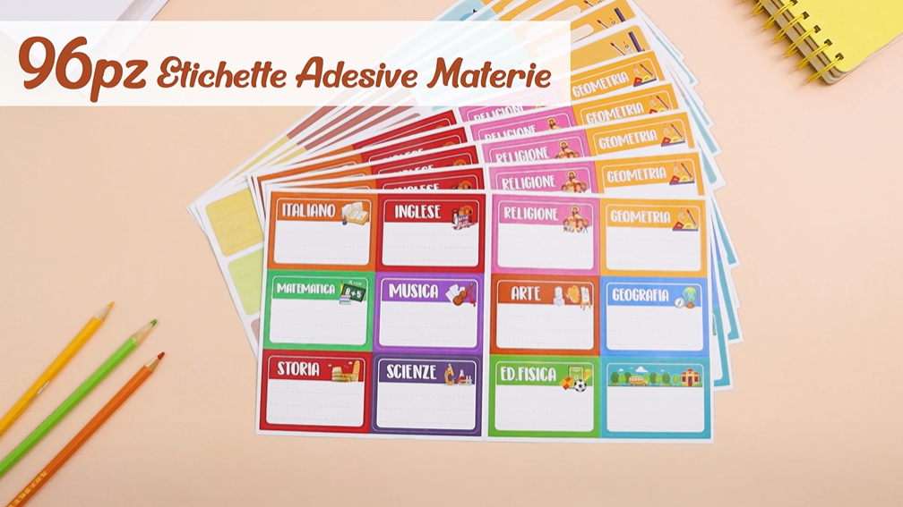 Etichette Adesive Scuola Personalizzate - 75 Pezzi 70x58 Mm Per Materie, Impermeabili E Plastificate - Foto 7