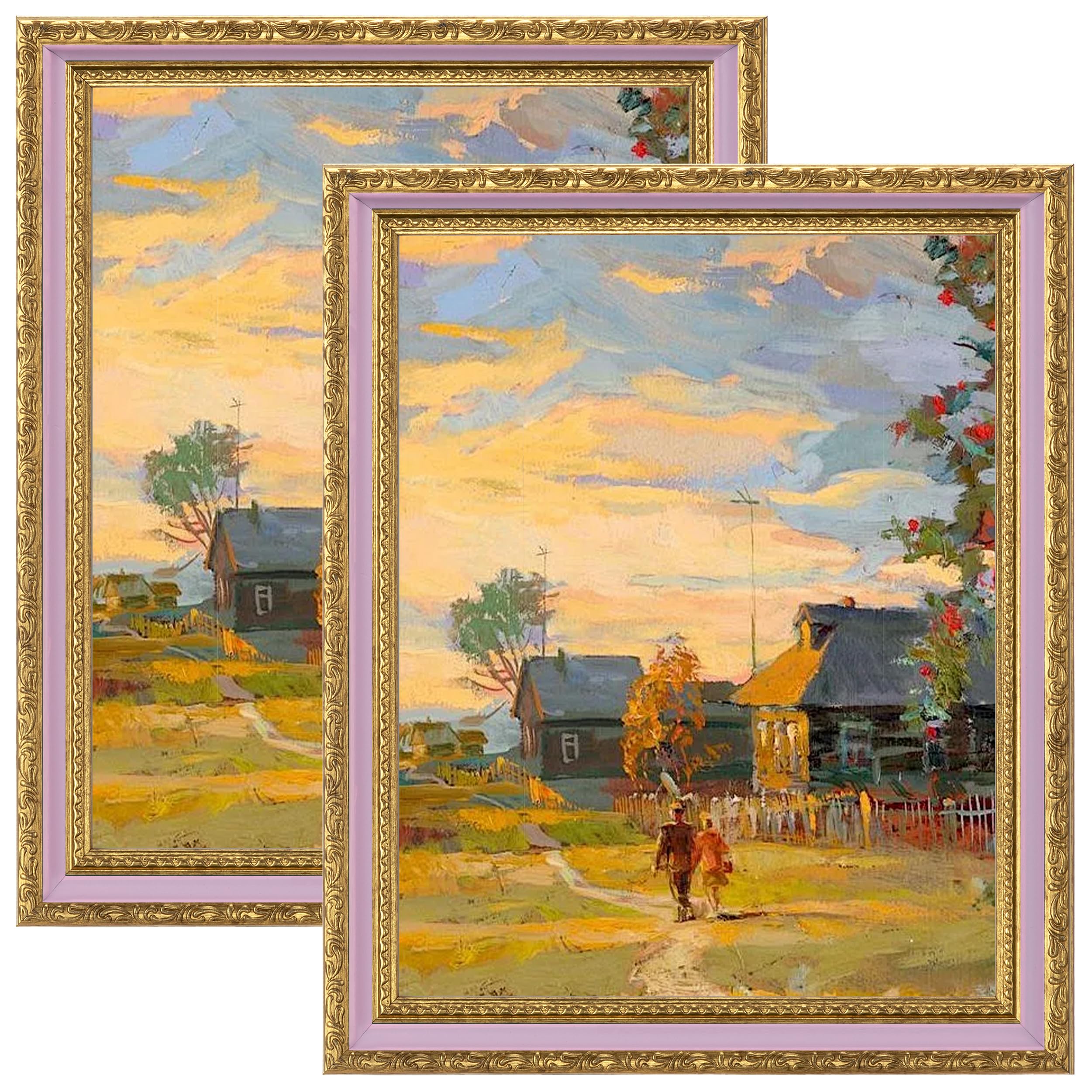 eletecpro 8x10 Vintage Picture Frame, Glass Cover, Pink Gold, 2-Pack