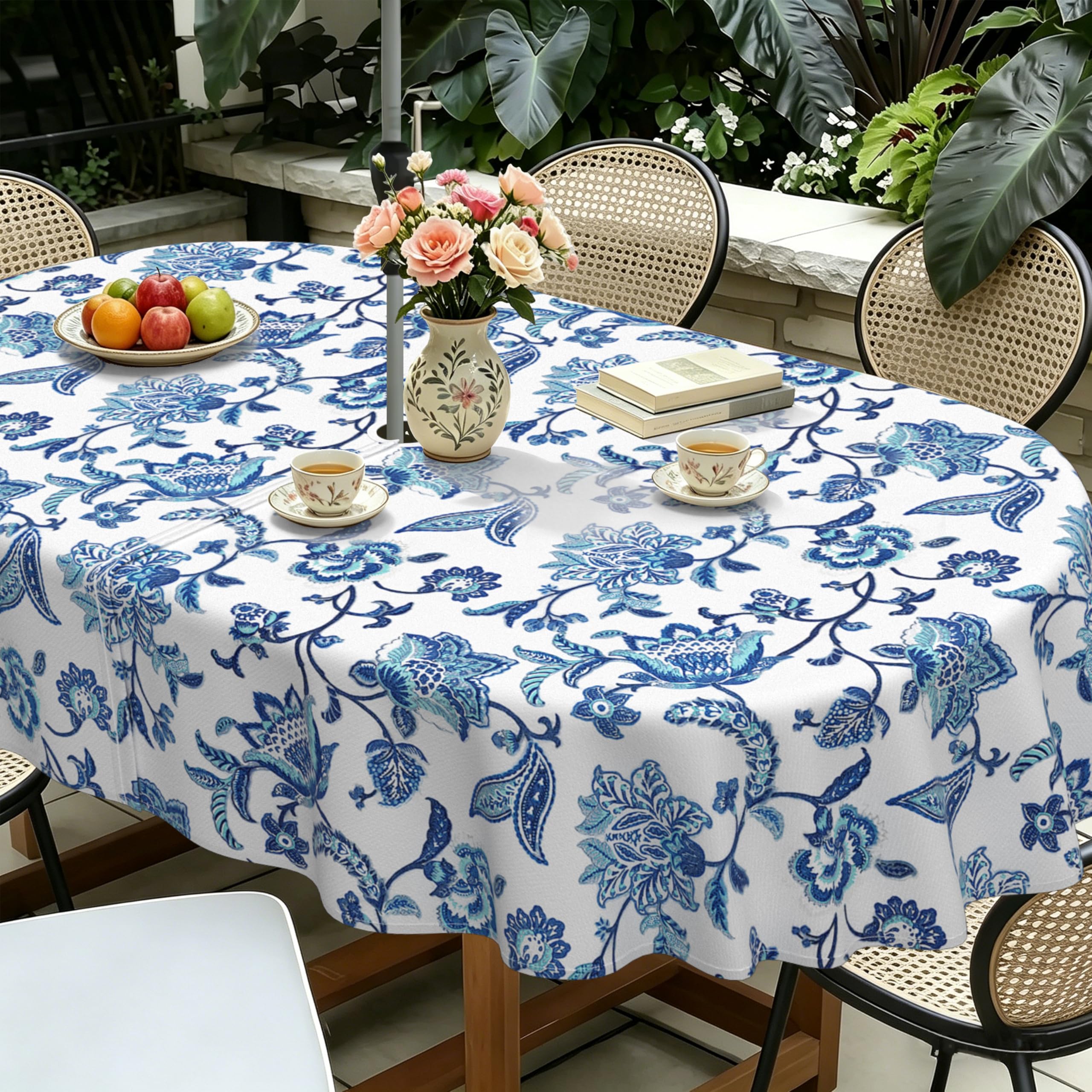 Yighty Outdoor Tablecloth with Umbrella Hole 60x84inch