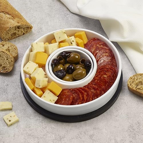 Miniatura 5 de Pfaltzgraff Cerámica de bambú de servicio inferior, entretenimiento, calentamiento de la casa, bandeja de alimentos, patatas fritas y plato de