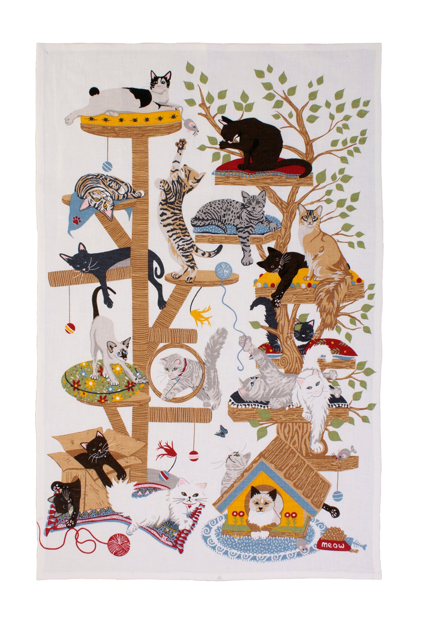 Ulster Weavers Multicolored Moggie Mayhem Linen Tea Towel