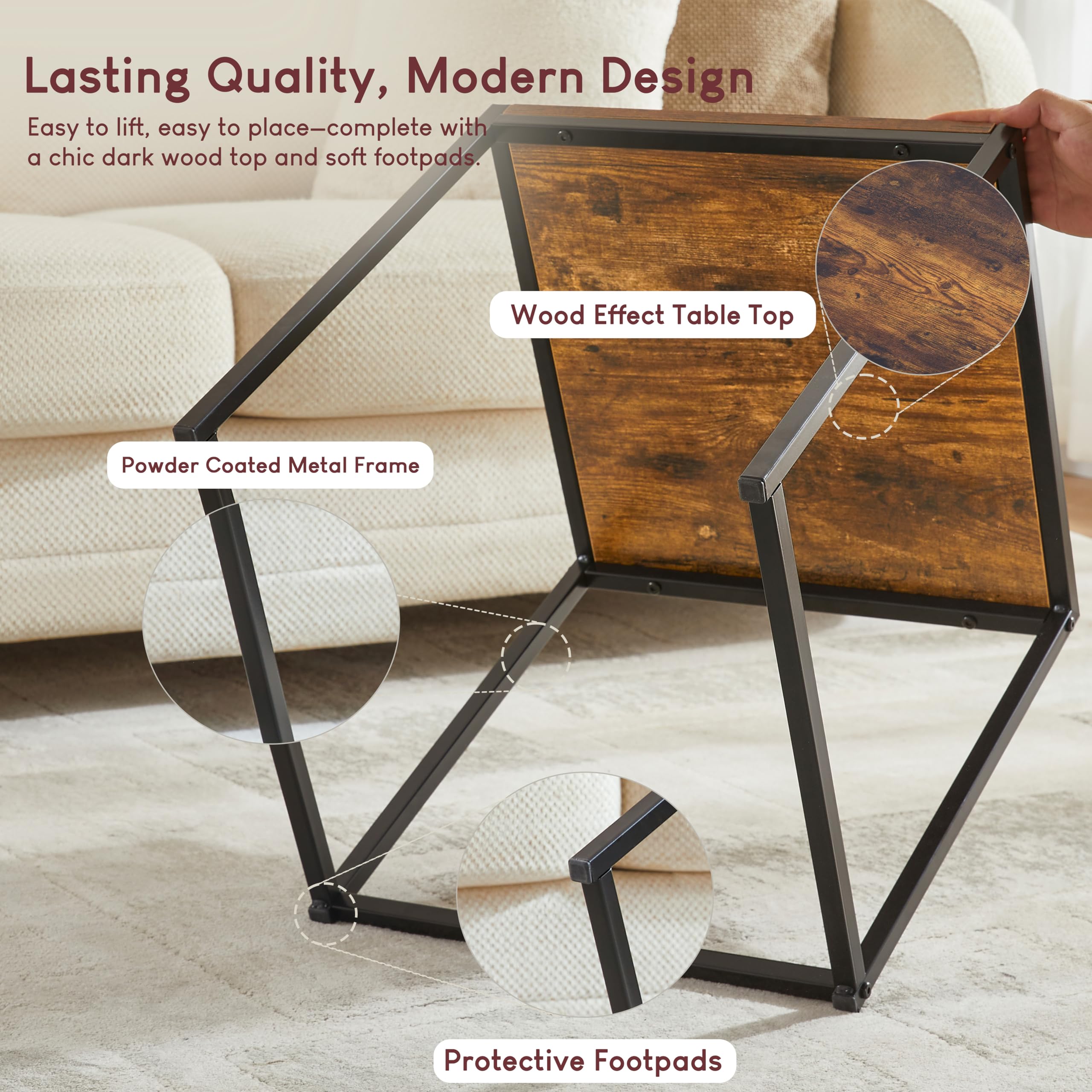 Vida Designs Brooklyn Nido de mesas, Madera Oscura, Nest of 2 Tables