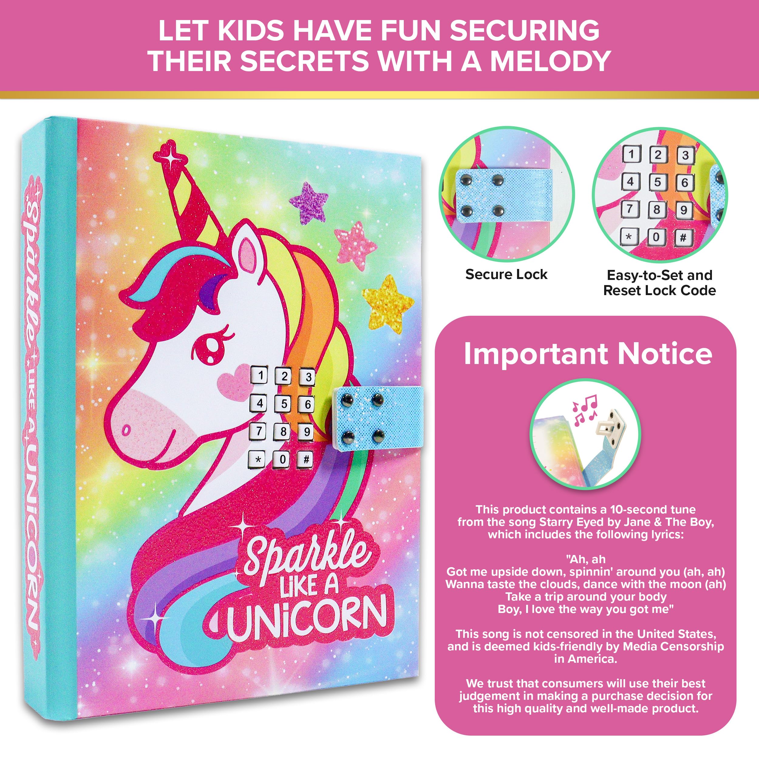 Amazon.com : Decorably Glittery A5 Unicorn Diary for Girls with