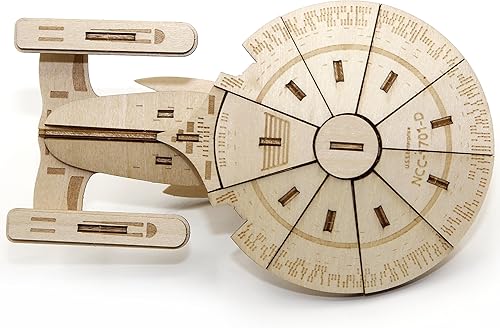 Miniatura 5 de Star Trek The Next Generation U.S.S. Enterprise - Rompecabezas de madera 3D y figuras modelo (50 piezas)  Construye y pinta tu propio juguete de