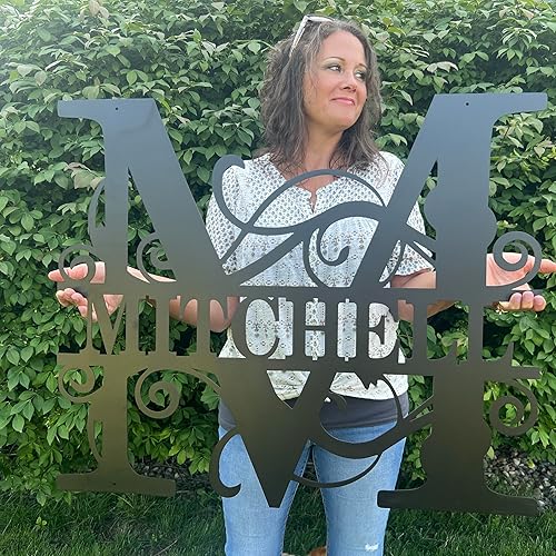 Custom Metal Signs Metal Name Sign Split Letter Monogram Last Name Sign Family Name Sign Personalized Wedding Gift Outdoor Metal Art Metal