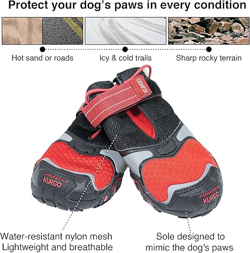 Miniatura 4 de Kurgo Blaze - Calcetines elásticos para perros  Facilita la colocación de zapatos para perros  Calcetines para mascotas para exteriores  Lengüeta en
