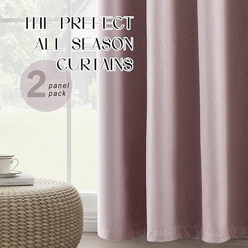 Miniatura 84 de Cortinas opacas con textura de lino gris total para dormitorio, con aislamiento térmico, cortinas cortas de 64 pulgadas, cortinas de granja con