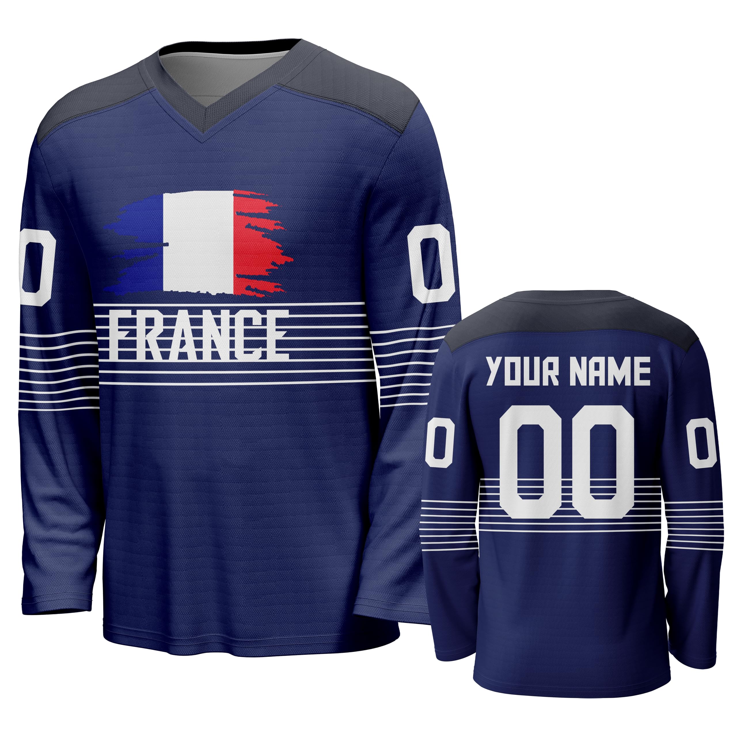 Custom National Hockey Jersey Personalized Name Number V-Neck Sports Ice Hockey Jersey Fans Gift for Men Women Youth