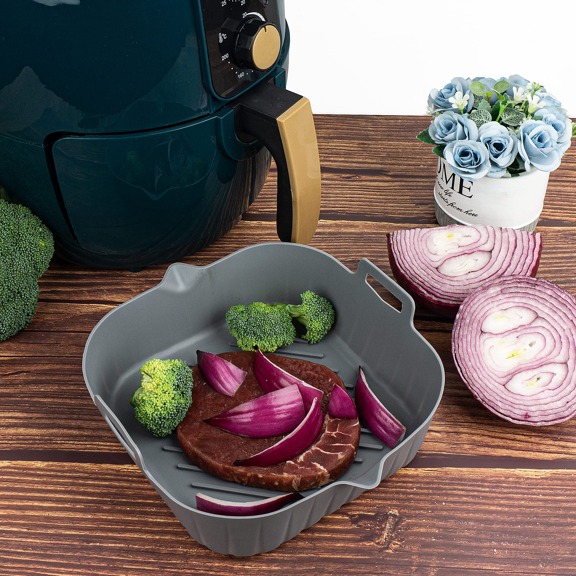 3 Silikon-Einlagen Für Luftfritteuse – 19,3 Cm Durchmesser, Hitzebeständig Bis 220°C, Lebensmittelecht, Für 3–7 L Fritteusen