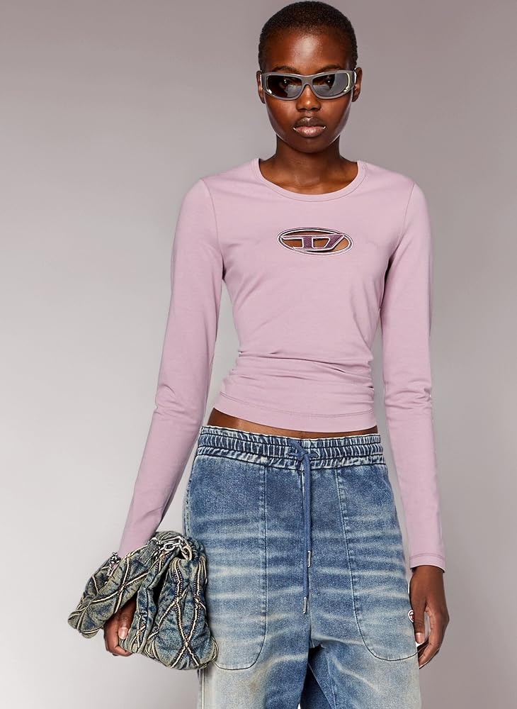 Diesel ディーゼル　Dロゴ　シースルー　チェック 長袖トップス DIESEL（ディーゼル）の「レディース シースルー チェック柄