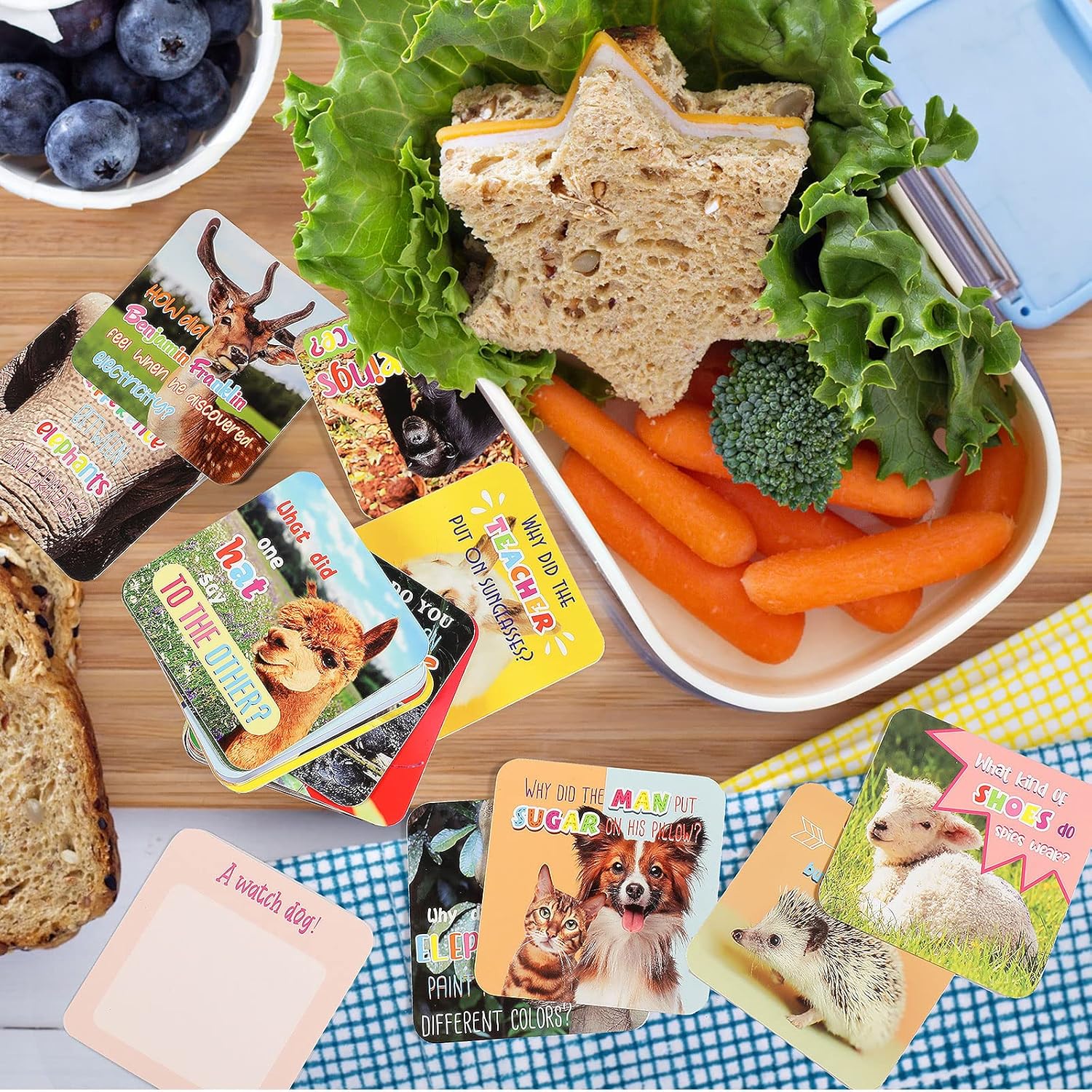 Tatuo 80 Pcs Joke Cards for Lunchbox Animal Kids Cute Lunchbox Notes Inspirational Classroom Funny Realistic Animal Puns Card for Teacher Kids Student School Party Mini Notes Postcards