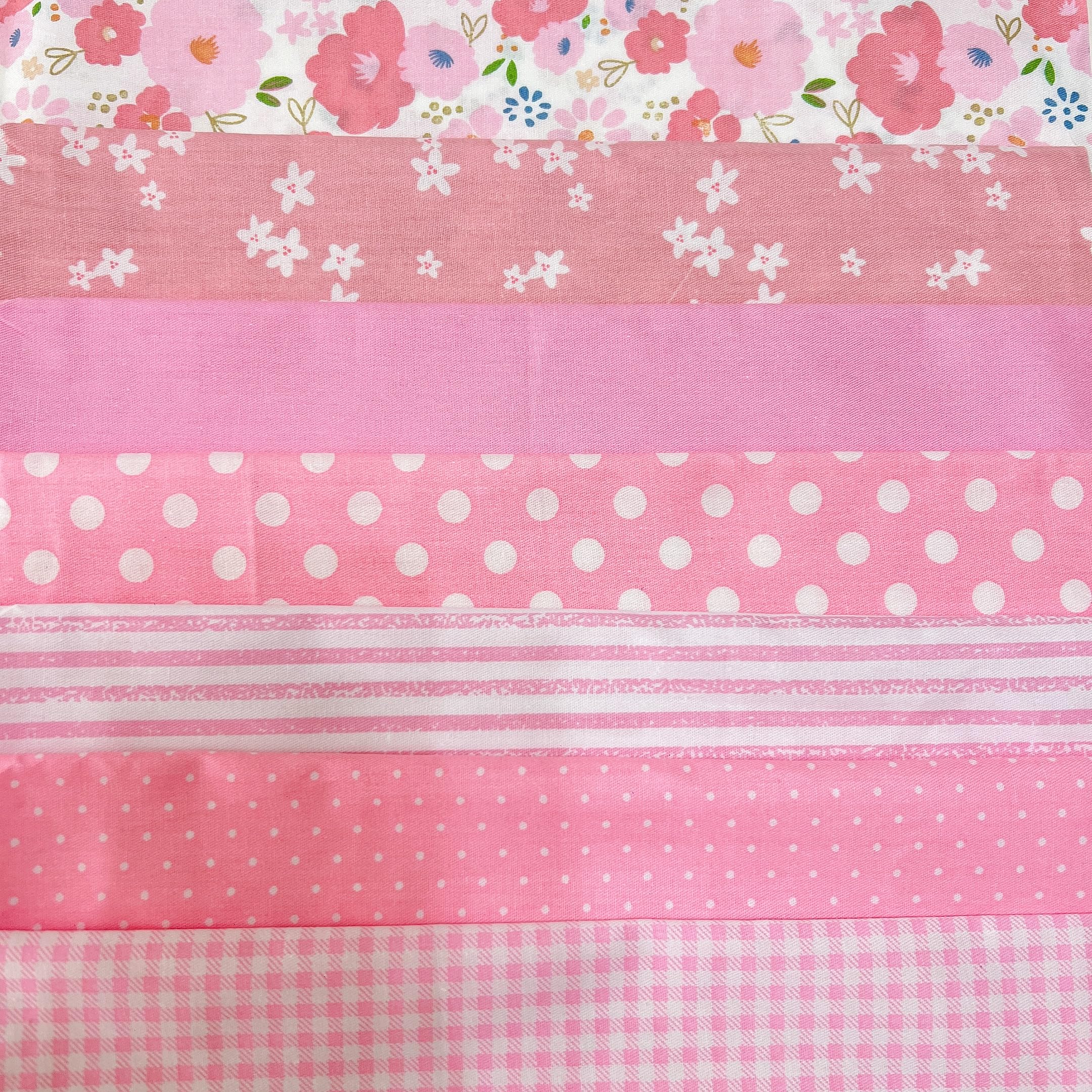 Cotton Fabric DIY Making Supplies Quilting Patchwork Fabric Fat Quarter Bundles DIY for Quilting Cotton Patchwork Cushions (Mix Pink Flowers, 20" x 20")