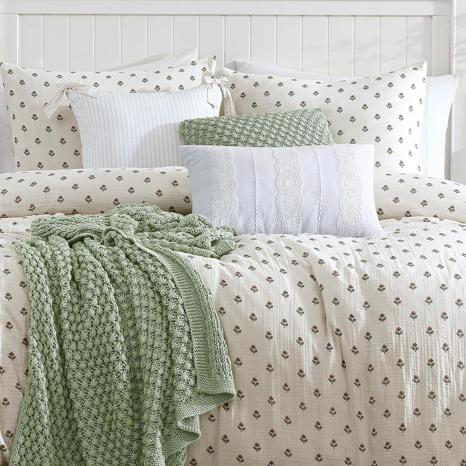 Peri Home King Duvet Cover & Sham Set - 100% Cotton - 3-Piece - Multi Block Print Gauze