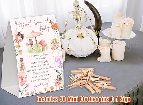 Miniatura 3 de Encantado Pixie Fairy Shower Decoración, No digas Baby Shower Game, decoración de Baby Shower de género neutro, juego de pinzas para ropa pequeña,