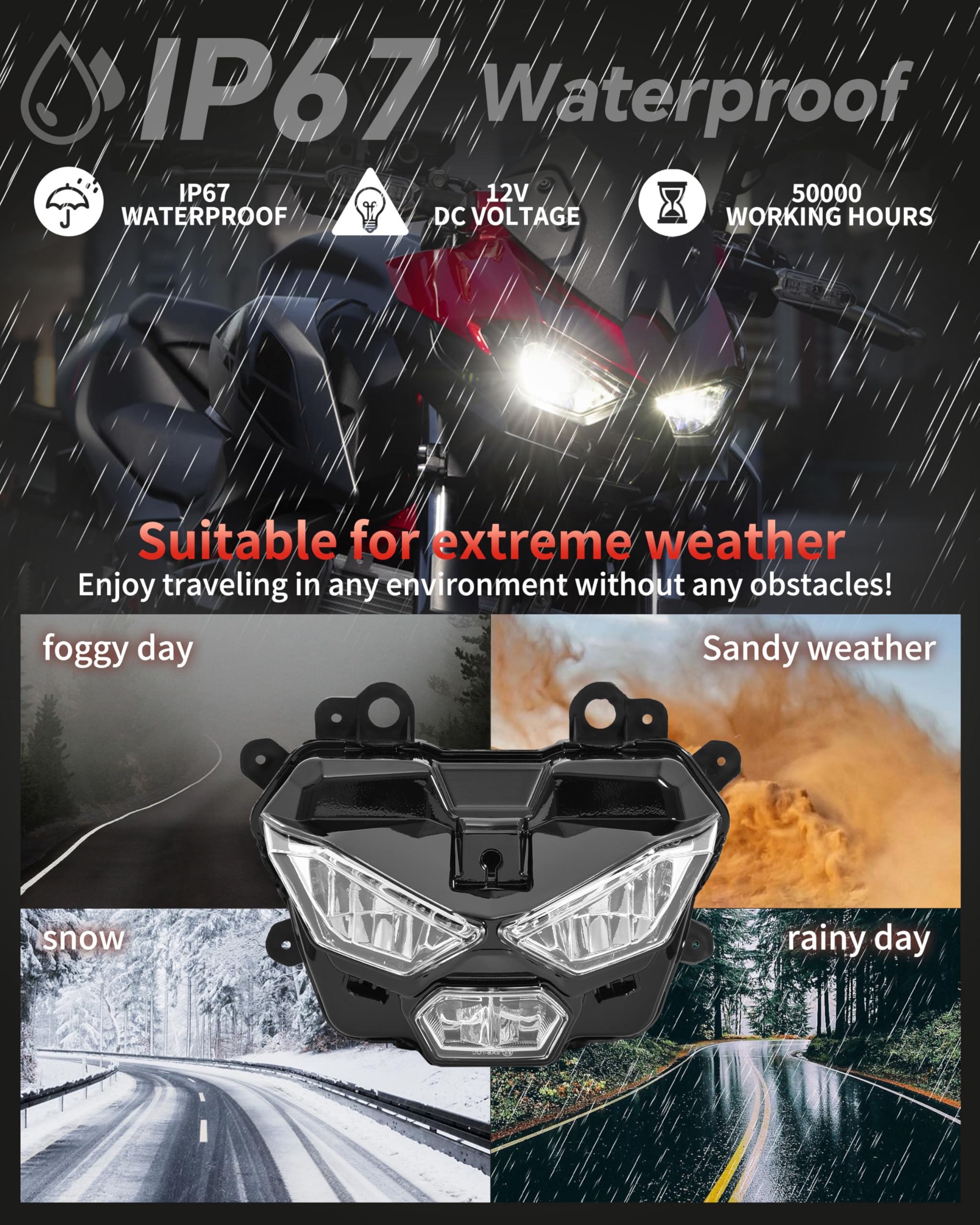 VEISUTOR LED Headlight Assembly for Z500, LED Head Light Headlamp