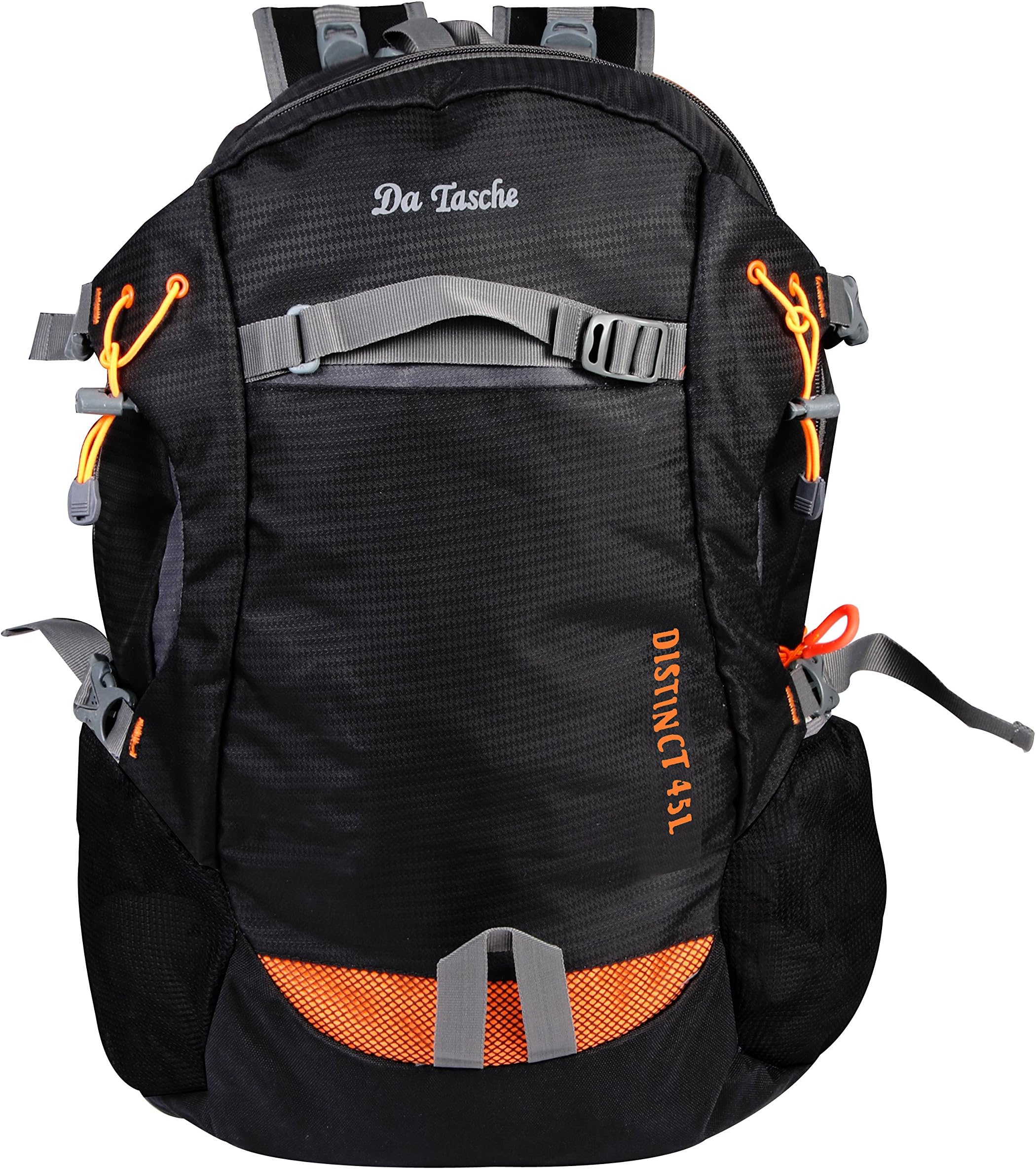 Da Tasche Distinct 45L Rucksack Backpack – Large Travel & Trekking Bag with Secret Pockets, Water-Resistant & Durable (Black)