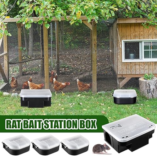 Miniatura 5 de Qualirey Paquete de 8 cajas de estación de cebo para ratas con tapas transparentes y llaves, incluye 2 estaciones grandes de cebo para ratones, 6