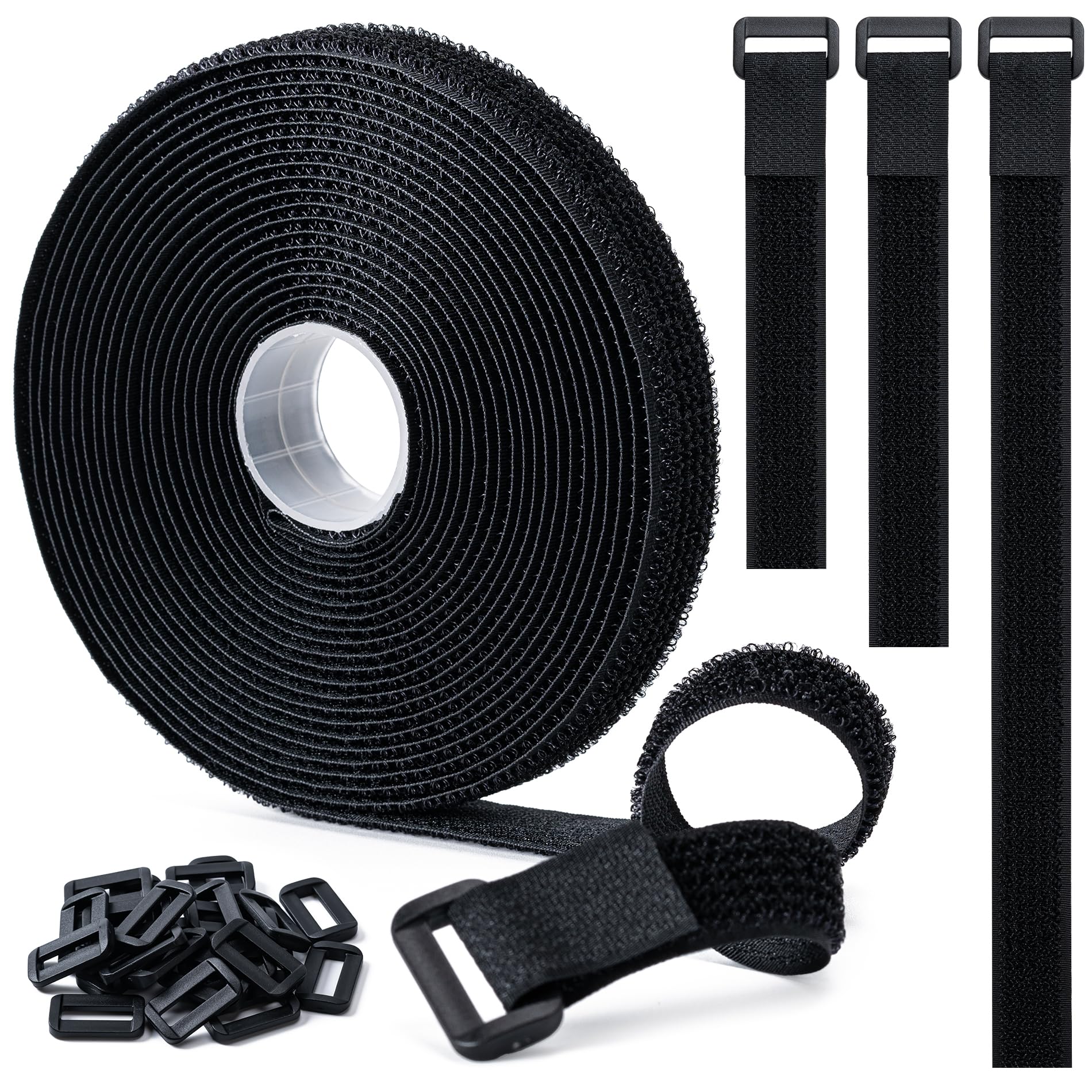 Correas de cable ajustables de nailon con 25 hebillas de plastico para organizar garajes