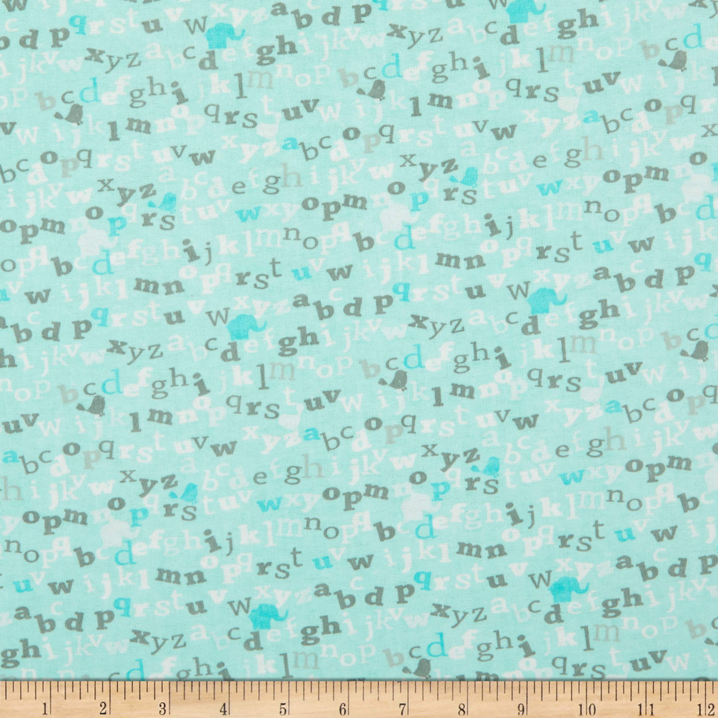 Comfy Flannel Abc's & Motifs Turquoise, Fabric by the Yard
