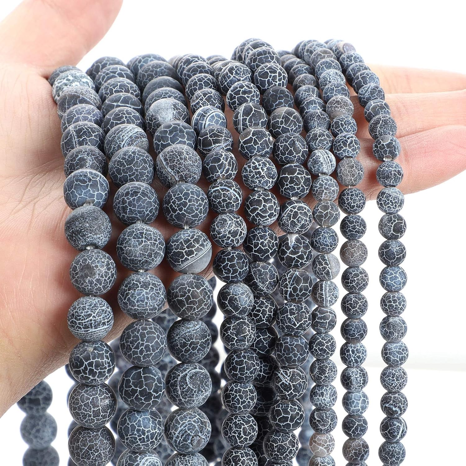 45pcs 8mm Matte Black Weathered Natural Stone Beads Unpolished Gemstone Gem Strand Round Loose Beads for Jewelry Making,Energy Stone Healing Power Black weathered 8mm