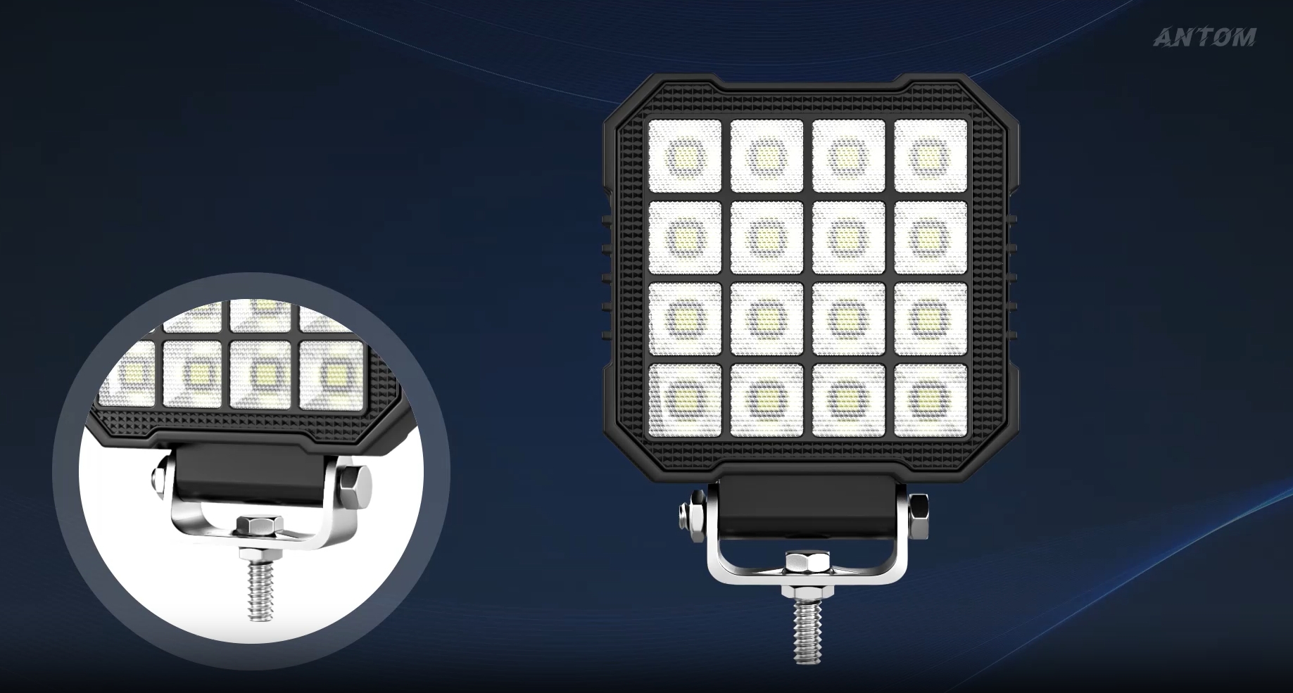 Antom 2 Piezas Foco LED 168W 9-60V 18000 Lúmenes IP68 Resistente Al Agua Ideal Para Excavadoras, Tractores, Camiones, Vehículos Todoterreno, Motocicletas, Iluminación De Obras Y Aventuras Nocturnas