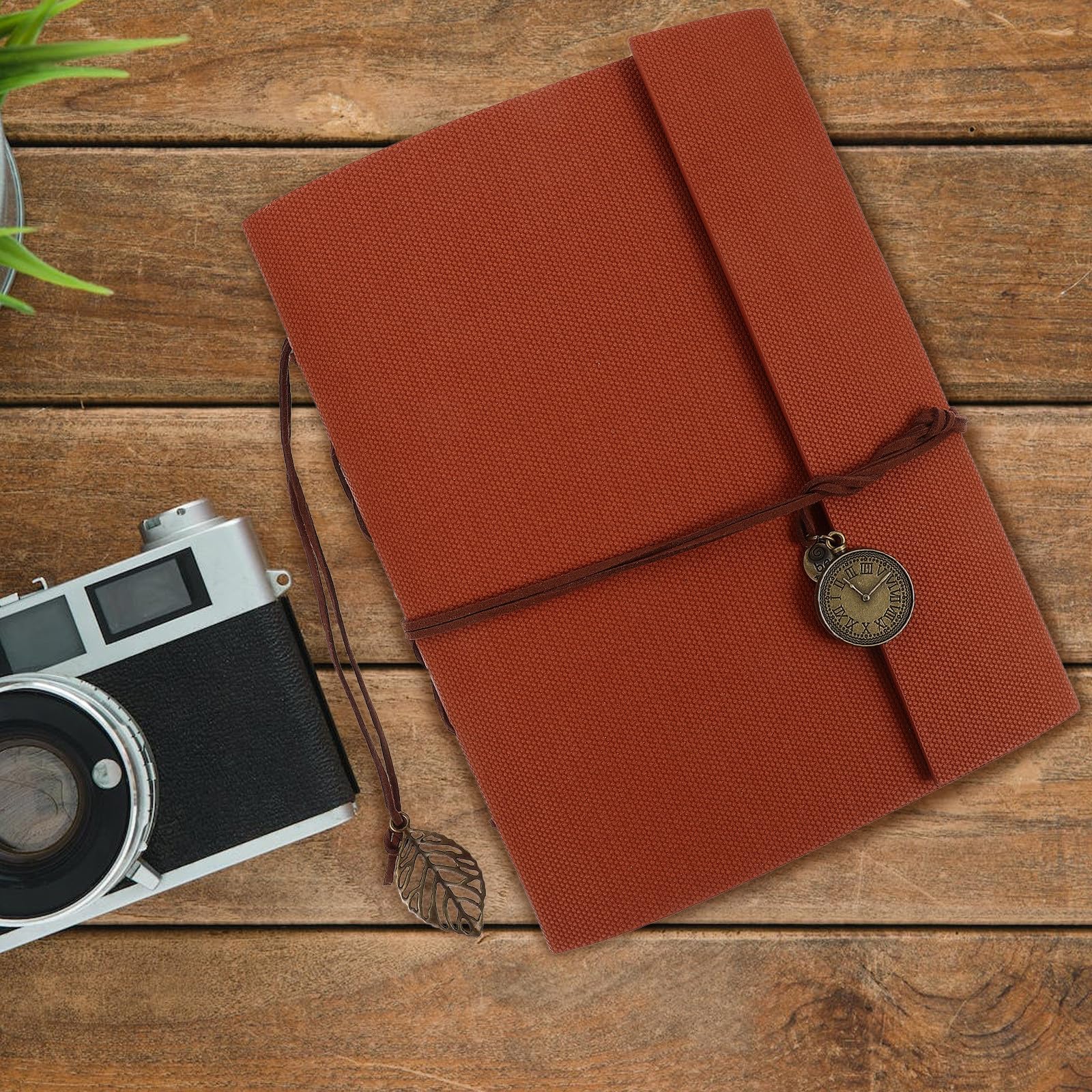 FOMIYES Fotoalbum Braunes Scrapbook Vintage zum Selbstgestalten Einfaches und Zartes Design mit Selbstgemacht Gestaltbarem Pu Einband und Seiten und Weihnachten für Hochzeit