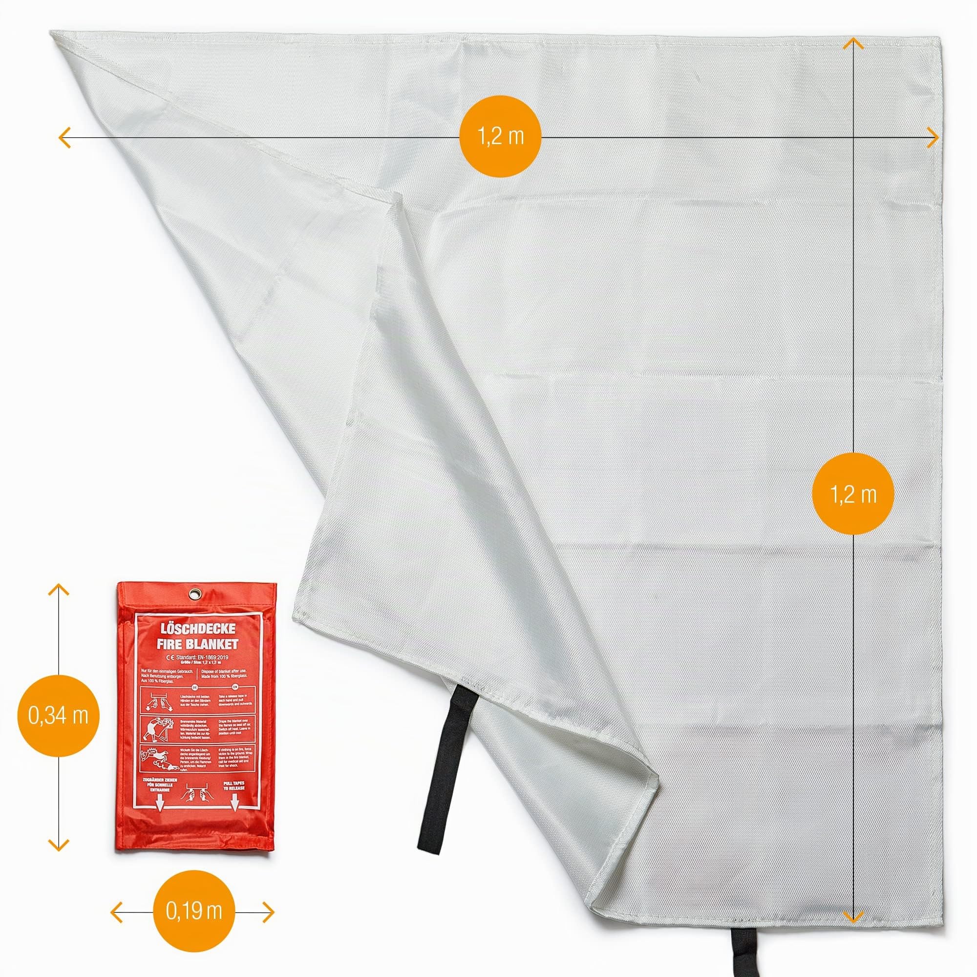 Amazy Manta Ignifuga (XL | 1,2 x 1,2 m) Incl. Bolsa Protectora + Gancho – Manta antincendios para extinguir Fuegos incipientes y Mayor Seguridad para hogar, para Oficina o almacen