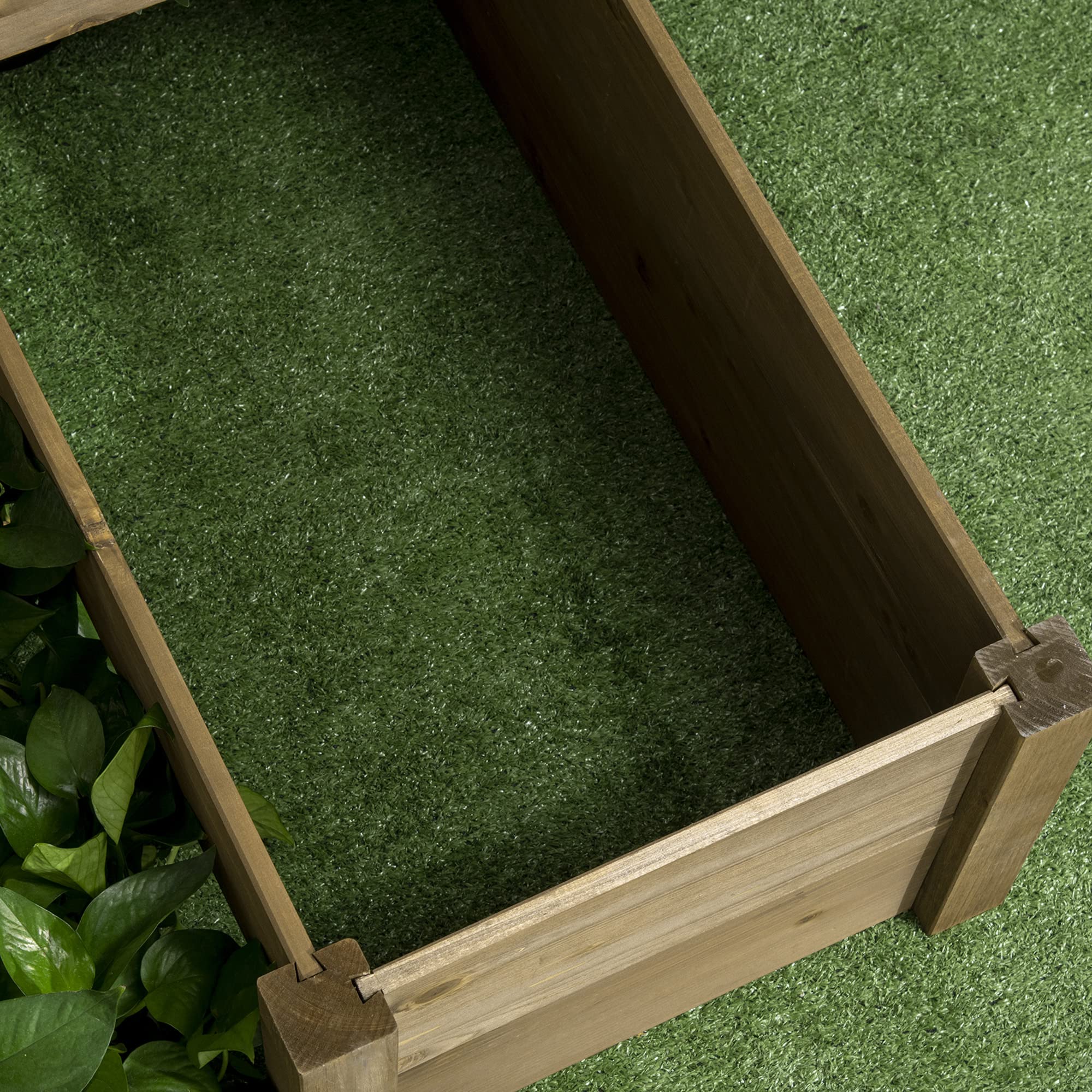 Outsunny Bac à légumes surélevé Bac à fleurs avec 3 niveaux, bac à plantes pour herbes aromatiques sur la terrasse et le balcon, bois de sapin, brun, 122 x 122 x 51 cm