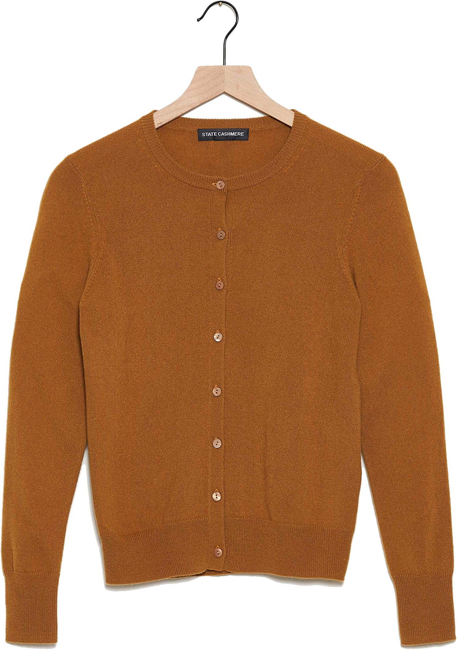 State Cashmere Women's 100% Pure Cashmere Button Front Long Sleeve Crew Neck Cardigan Sweater