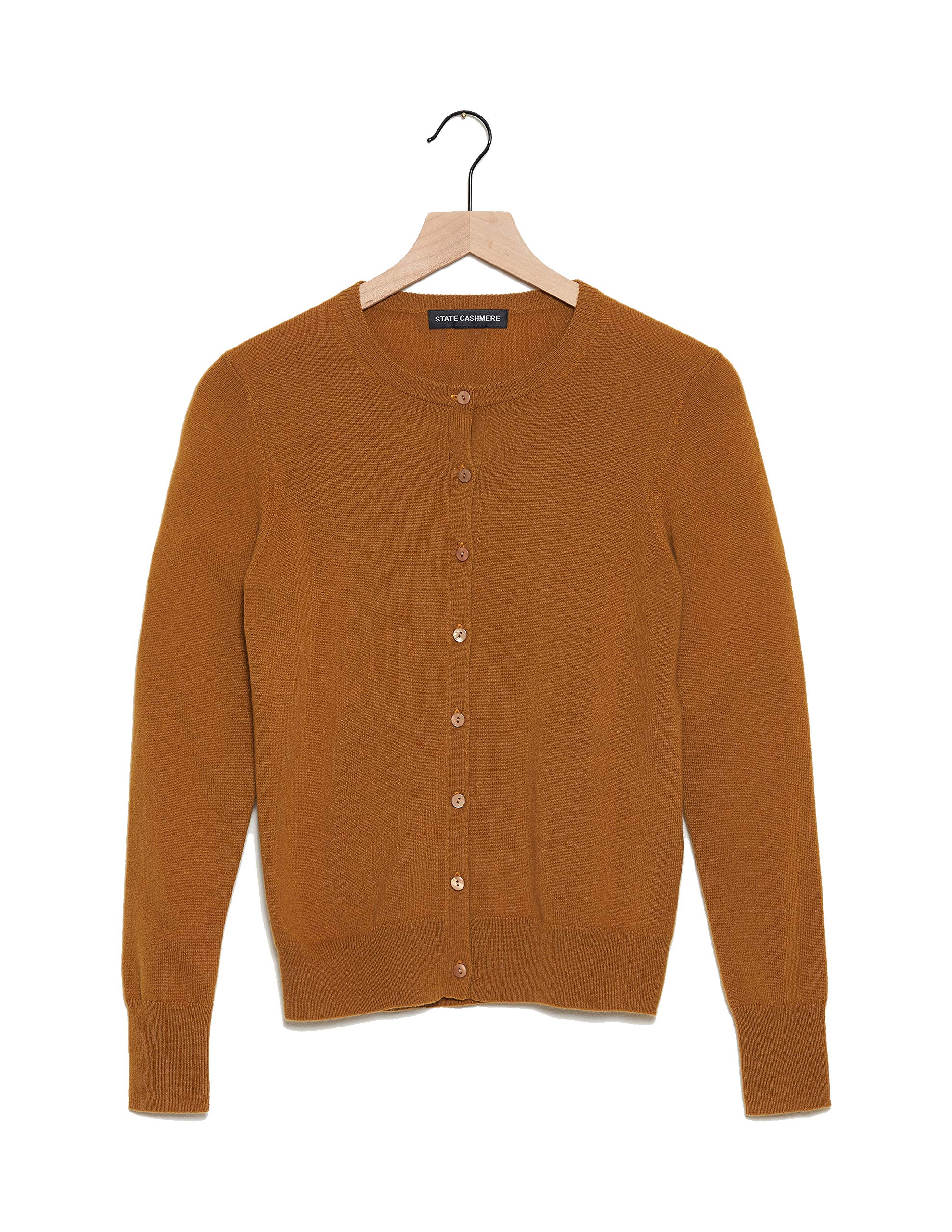 State Cashmere Women's 100% Pure Cashmere Button Front Long Sleeve Crew Neck Cardigan Sweater