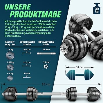 RE:SPORT 2 in 1 Dumbbell Set 15-60 kg Dumbbell Set Cast Iron Adjustable Dumbbell & Barbell Spinlock Collars & Connection Tube