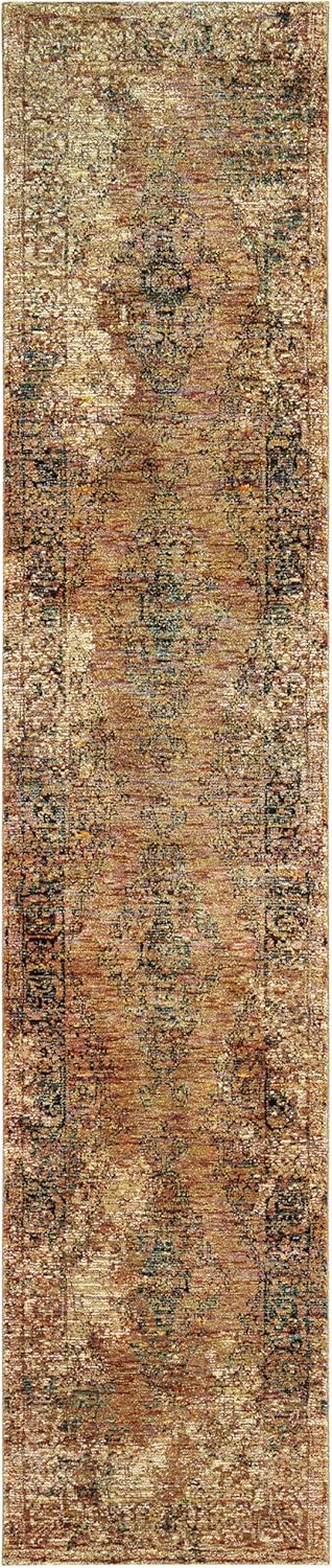 Oriental Weavers Andorra Area Rug - 6845D - 1'10" x 3'2" - in Gold/Brown - Vintage Inspired, Stain Resistant, Family and Pet Friendly, Entryway, Bathroom Accent Rug