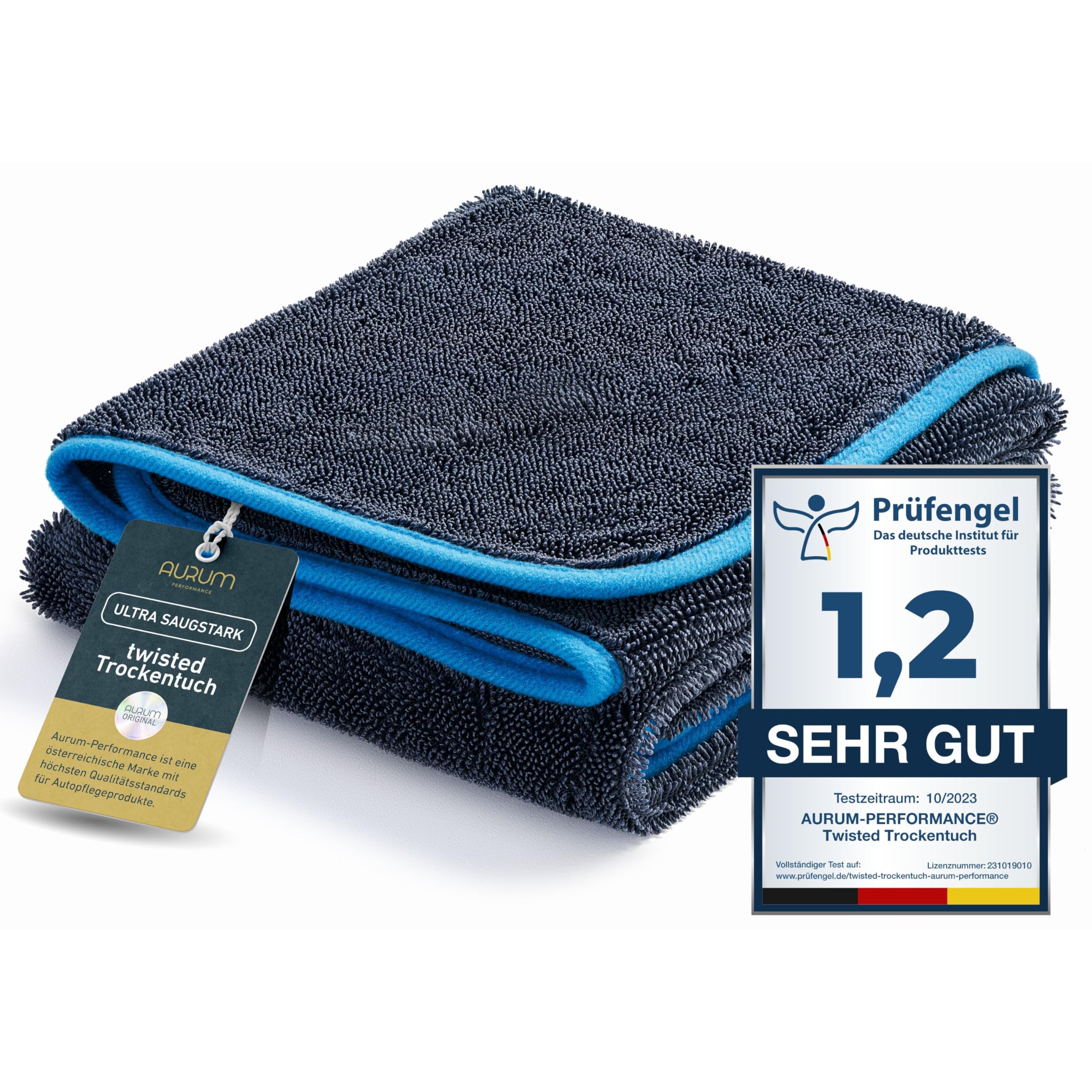Aurum-Performance® Auto Trockentuch 90x60 cm extrem saugstark & lackschonend - KFZ Autopflege Microfasertuch 100% fusselfrei & waschbar - Auto Mikrofasertücher, Microfaser-Tuch