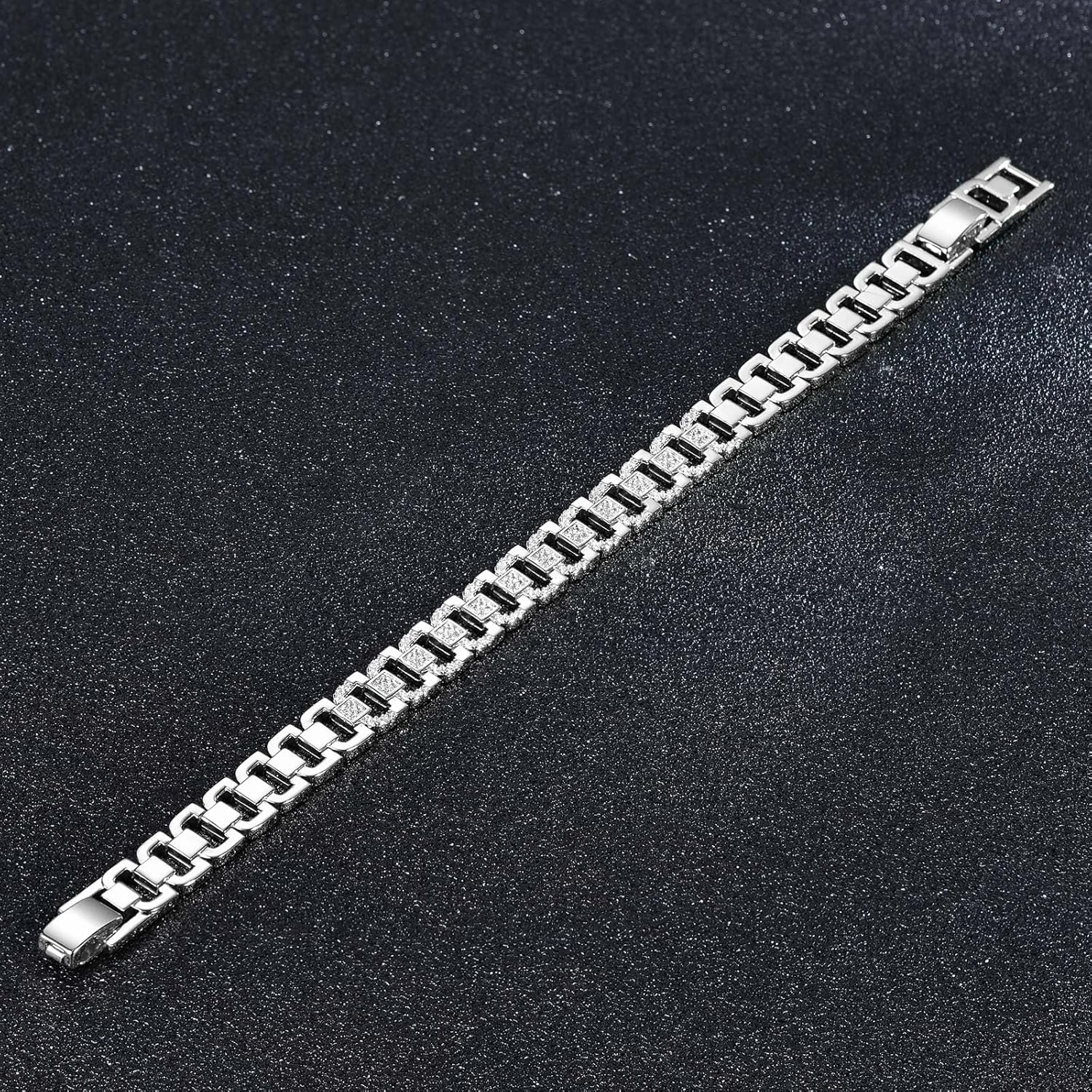 Kose Cuban Link Bracelet for Men Women | 14K Gold/White Gold Plated Chain Wrist Bracelets Pave Cubiz Zriconia,7.5 inch Length - Image 6