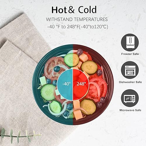 Miniatura 3 de LOKATSE HOME Recipientes redondos de 32 onzas con tapas, paquete de 48 cajas Bento para almacenamiento de alimentos, microondas, lavavajillas y