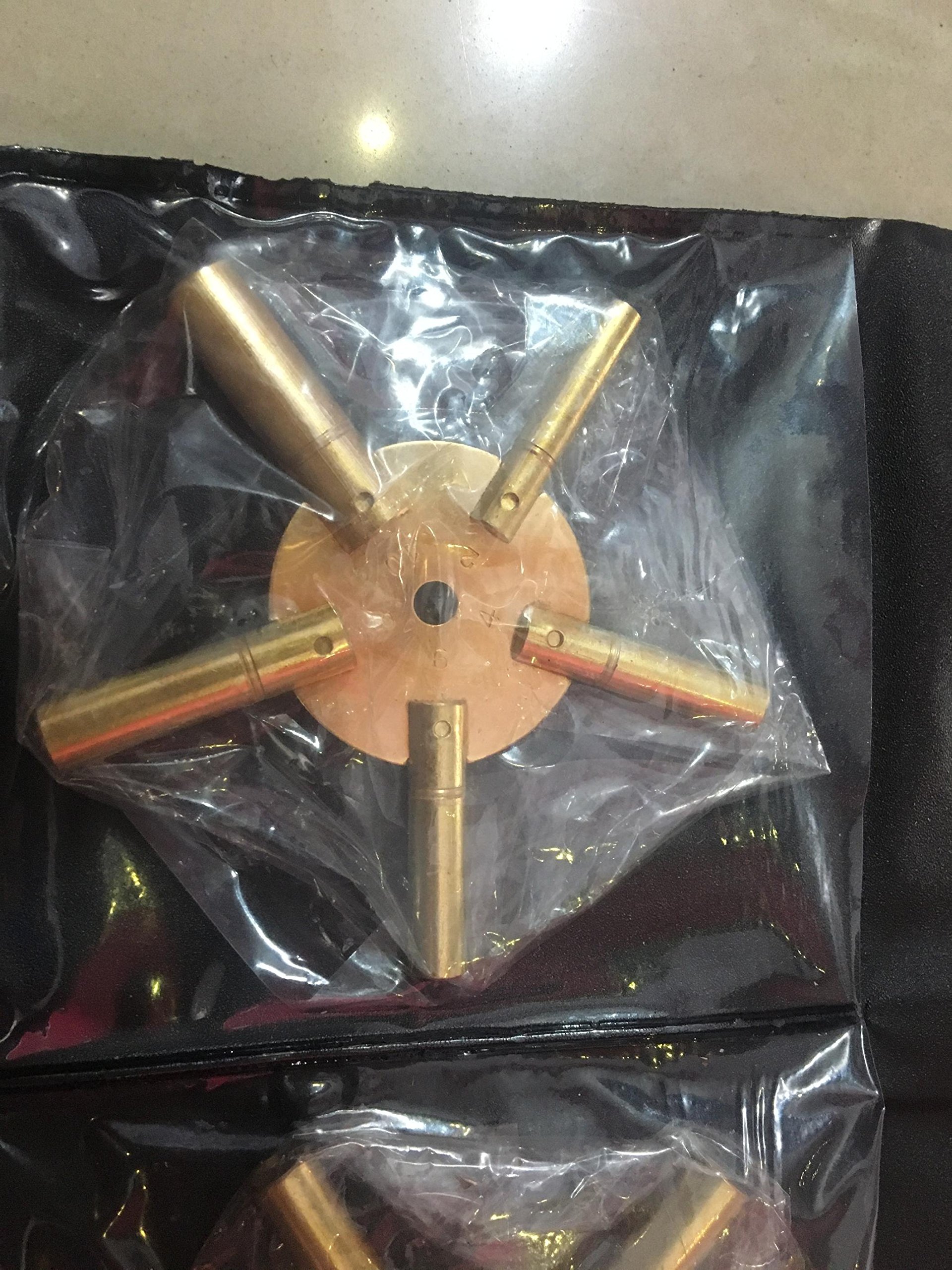 BRASS BLESSING 2 szt. uniwersalny 5-bolcowy mosiężny klucz do zegara uzwojenia, ODD i nawet z pokrywą od (5192)