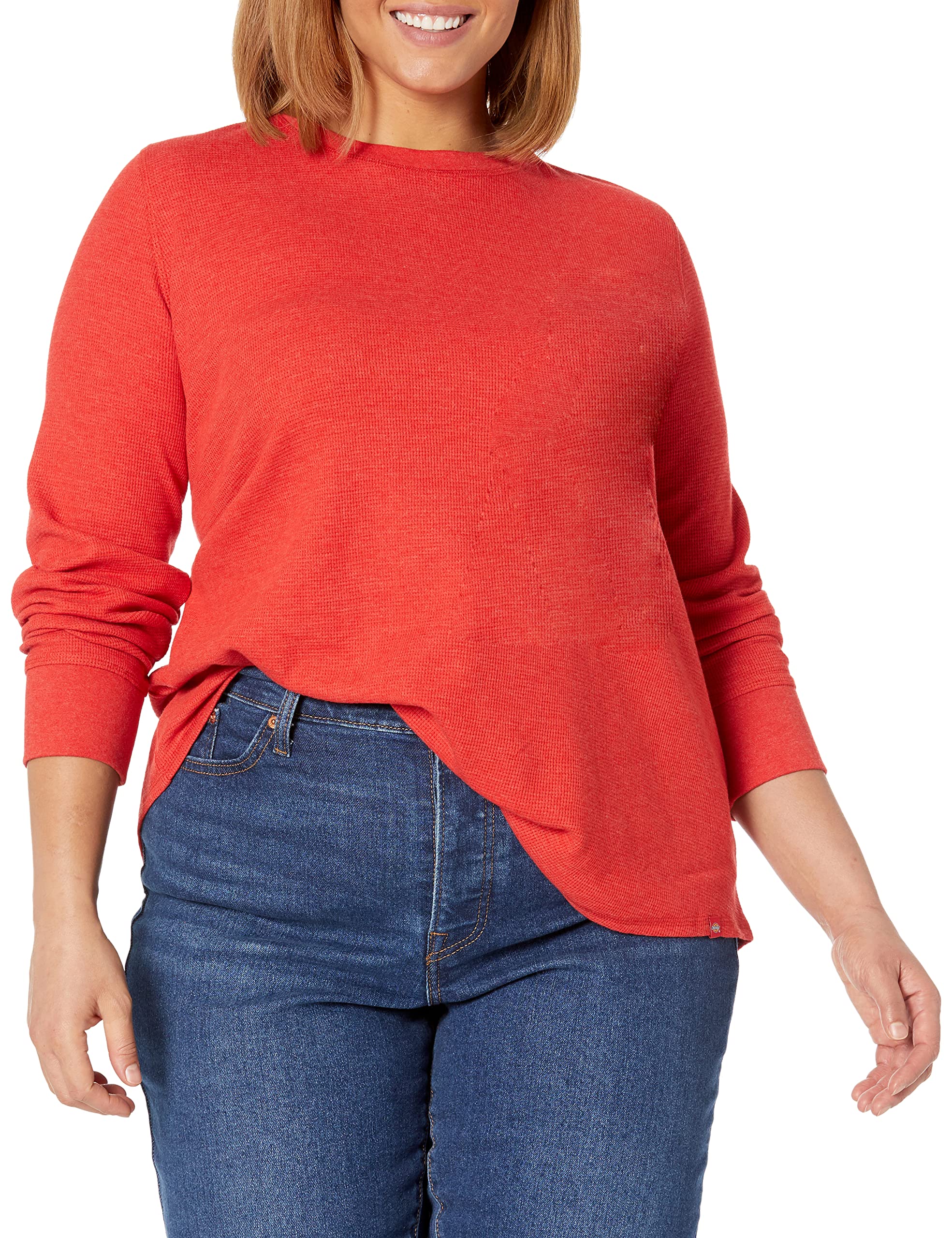 Women's Plus Long Sleeve Crew Neck Thermal Shirt, Molten Lava Heather, 3X