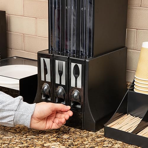 Miniatura 6 de Mind Reader Dispensador de utensilios, organizador de cubiertos, dispensador de cuchara de tenedor de plástico, cocina, 10.25" de largo x 10.75" de