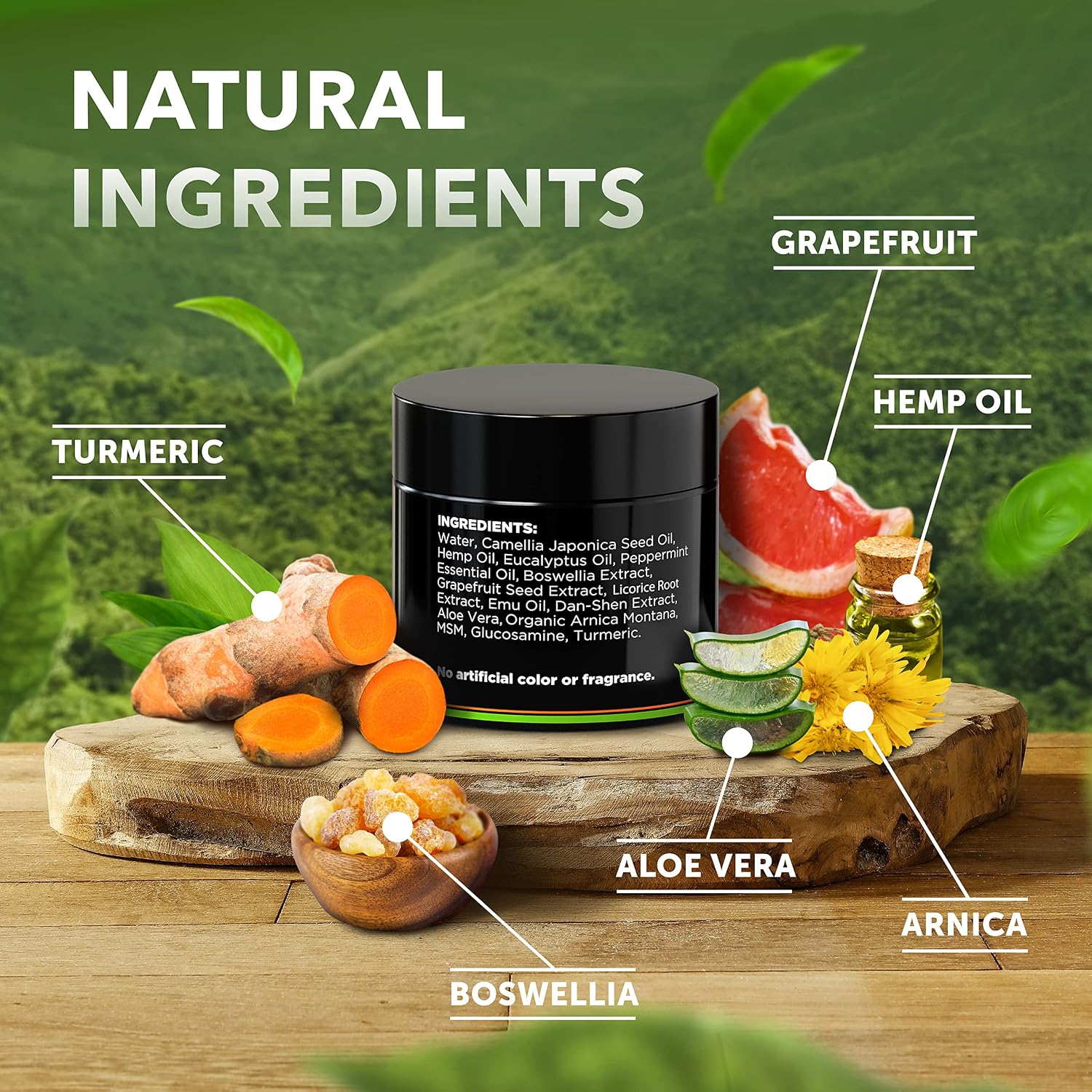 Effective Hemp Cream with Turmeric, Msm, Arnica - Natural Help for Discomfort in Back, Hips, Joins, Knees, Elbows - Moisturizing Hemp Oil Extract Gel - Supports Skin Health - American Quality - 4 oz