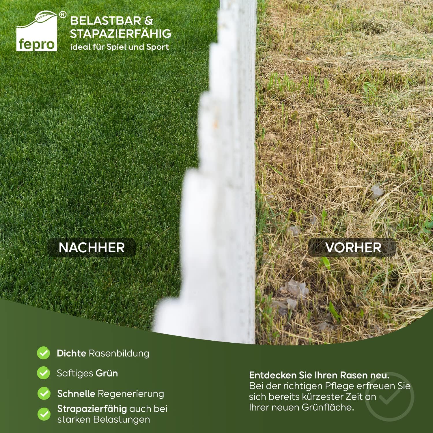 10kg Rasensamen Sport und Spiel schnellkeimend 400m², robust, tiefgrün, ideal für Neuansaat und Nachsaat, Rasensaat Grassamen Frühjahr