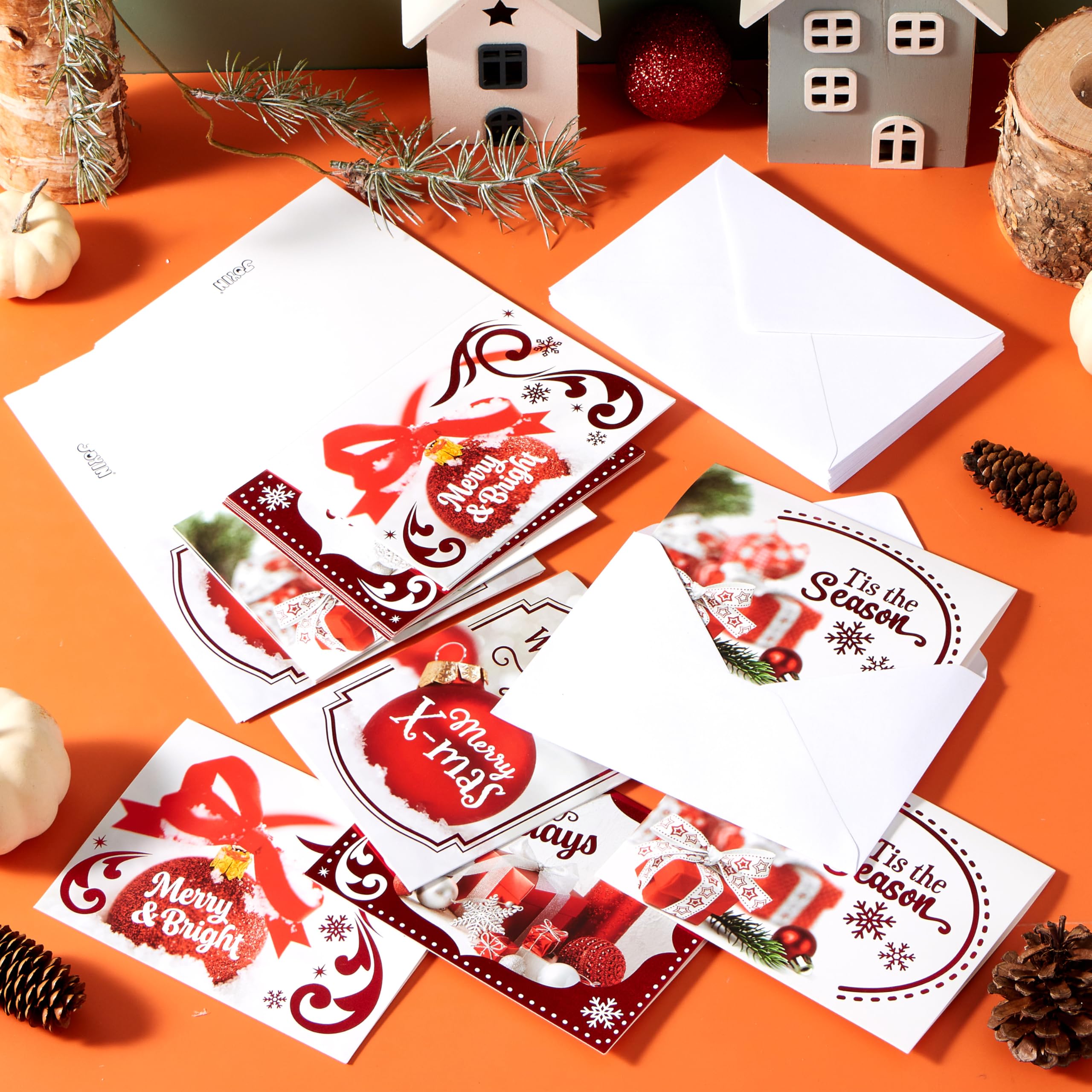 JOYIN Weihnachtskarten mit Marshmallow-Schneemännern, Set mit 72 großen Schneemann-Weihnachtskarten mit Umschlägen für Weihnachtseinladungskarten, Partyzubehör